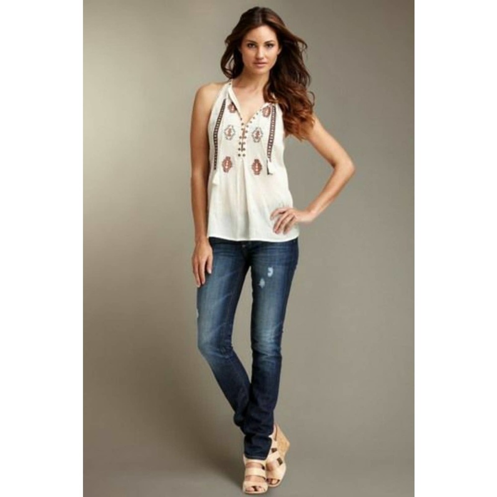Paige Distressed Skyline Ankle Peg Skinny Jeans